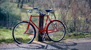 Red Raleigh bicycle